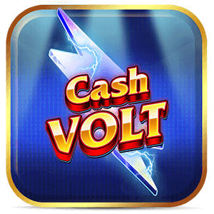Fundo azul e a inscrição 'Cash Volt' centralizada, em cor durada sobre desenho de uma raio na cor branca.