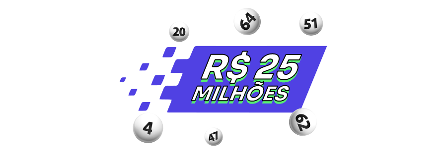 Banner com jogos RNG Turbo Quina, Turbo Fácil e Turbo Sena, bolas numeradas e a mensagem “Prêmios instantâneos até R$ 25 milhões”