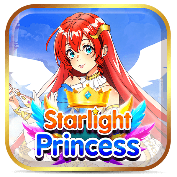 Logo Starlight Princess: princesa anime com cabelo vermelho, coroa e roupa amarela.